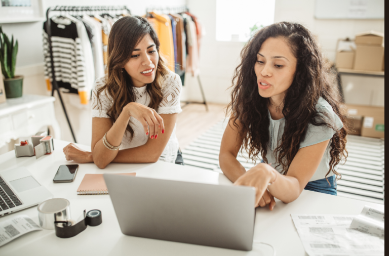 2 women speaking about business